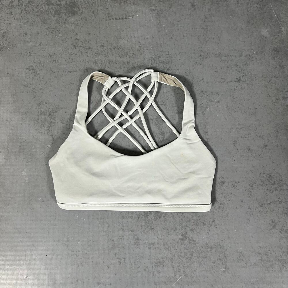 Lululemon Free To Be Wild Sports Bra Womens 2 White Strappy Back Yoga Light Cup